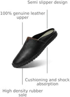 Men’s Slip-On Loafers Mules Clog Handmade Leather Slippers Hand Stitched no-Heel Casual Shoes for Men Breathable Comfortable Soft - Image 3