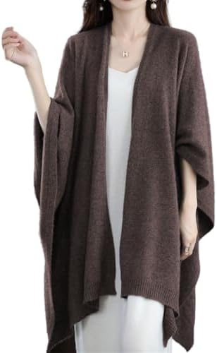 Women's Shawl Wrap Plus Size Cardigan 100% Merino Wool Poncho Cape Fall Winter Open Sweater Coat by Ailaile