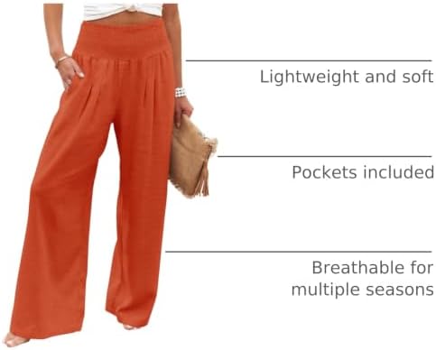 Angerella Womens Elastic High Waisted Palazzo Pants Casual Wide Leg Long Lounge Pant Trousers with Pocket - Image 4
