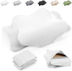 Hahafelt 2 Pcs Cooling Cervical Neck Pillowcase with Envelope Closure (Only Pillowcase) Ergonomic Pillow Case Smooth Soft Cool Case for Side Back Stomach Sleepers(White,Queen Size) by Hahafelt