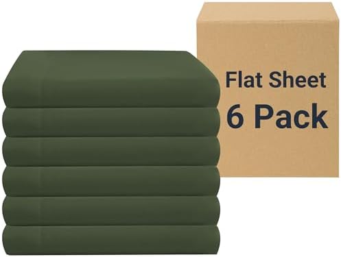 ZPECC King Flat Sheets Only Oliev Green 6 Pack, Color-Coded Hem Threads by ZPECC-ABrandThatHasBeenFocusedOnBeddingFor20Years