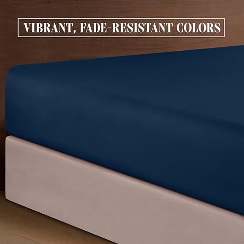 Elegant Comfort Luxury Soft 1500 Premium Hotel Quality Microfiber Wrinkle and Fade Resistant Cozy 6-Piece Bedding Set, Easy All Around Elastic Fitted Sheet, Deep Pocket, King, Navy Blue - Image 6