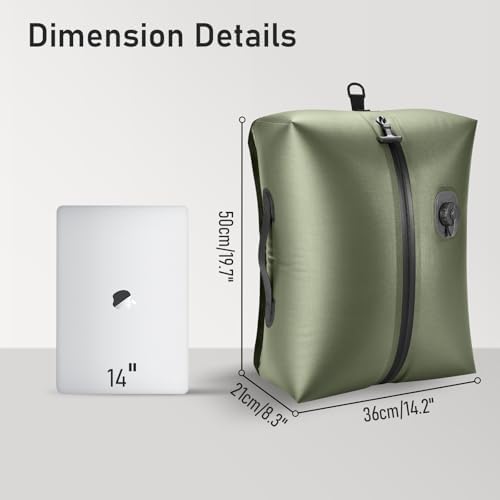 VJI 18L Vacuum Bag for Travel with Built-in Pump, IPX8 Waterproof, Green - Image 2