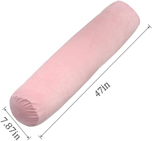 1 MIDDLE ONE Body Pillow for Adults, Bolster Pillow with Removable Velour Cover, Long Round Roll Cylinder Pillow for Bed, 47" x 7.87", Pink - Image 3
