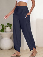 ANRABESS Womens Wide Leg Palazzo Capri Barrel Pants Cropped Trousers - Image 4