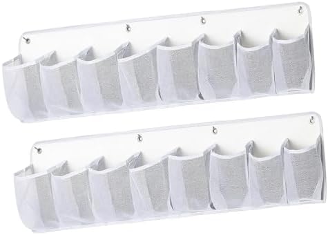 2 Pieces Shoe Storage Pocket Organizer Bedside Holder Bag Rack Hanging Non Woven Saving Easy Install Suitable for RV Bedroom, White - Image 7