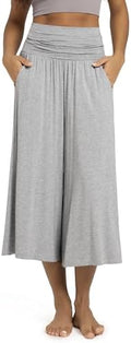 ODODOS Women's Wide Leg Palazzo Lounge Cropped Pants with Pockets Light Weight Comfy Pajama Capri Pants-20/22"/ 24" Inseam by ODODOS