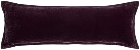 HiEnd Accents Stella Faux Silk Velvet Dark Violet Long Lumbar Pillow by HiEndAccents
