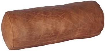 Neck Roll Pillow Cushion Cover, 24x7 Inch Full Moon Round Bolster Pillow Case, Cylinder Soft Lambskin Leather Pillowcase for Head, Spine & Neck Support During Sleep - Beige Artical Pack of 1 by Azrahtraders