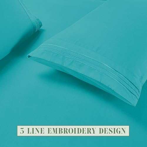 Elegant Comfort Luxury Soft 4-Piece 1500 Premium Hotel Quality Bed Sheet Set with Extra Deep Pockets 18-24 Inch, Wrinkle Free, Storage Pockets, Extra Deep Pocket 4PC Sheets, Twin, Teal - Image 7