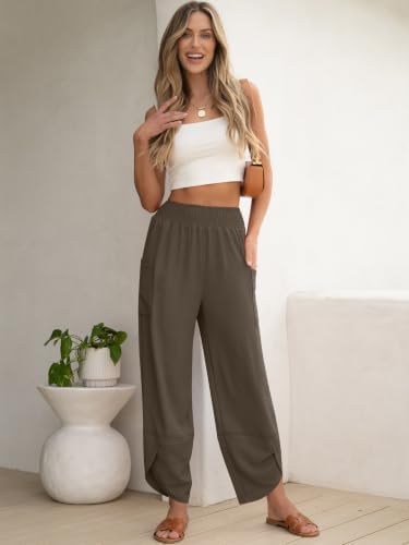 ANRABESS Womens Wide Leg Palazzo Capri Barrel Pants Cropped Trousers - Image 2