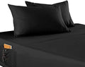 Elegant Comfort 4-Piece Solid Smart Sheet Set-Deep Pocket Fitted Sheet with Side Storage Pockets-Silky Soft 1500 Thread Count Egyptian Quality Microfiber, Wrinkle and Fade Resistant, Twin XL, Black by ELEGANTCOMFORT