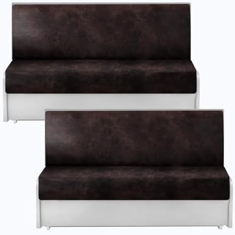 Leather Look RV Dinette Cushion Covers, Stretch Camper Cushion Slipcovers for Travel Trailer Couch RV Booth Seat, Replacement Camper Sofa Chair Protector (2 Backrest Cover & 2 Bench Cover,Chocolate) by ANARACHON