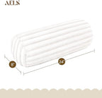 AELS Faux Fur Striped Cylinder Pillows Set of 2, 8" x 24" Decorative Modern Bolster Pillows with Removable Washable Cover & Insert, Body Pillow for Couch Bed, Living Room Bedroom Nursery Decor, White - Image 2
