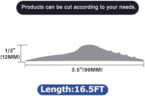 ToLanbbt 16.5Ft/5M Universal Garage Threshold Seal Strip with 300ml Black Adhesives, Garage Door Bottom Weatherproof Strip Rubber DIY Weather Stripping Replacement (Grey) - Image 2