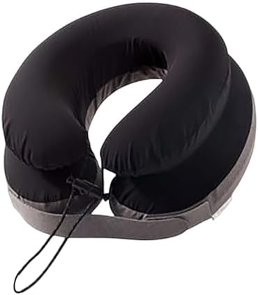 Double-Layer Inflatable Neck Pillow, Press-to-Inflate U-Shaped Pillow, Portable Neck Support for Office Trip Travel, Black by Unknown