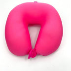 Bookishbunny 2pcs Micro Bead Set U Shaped Neck Travel Pillow 12" x 12" x 4" and Roll Back Pillow Cushion 13" x 7", Various Designs (Solid Pink) - Image 4