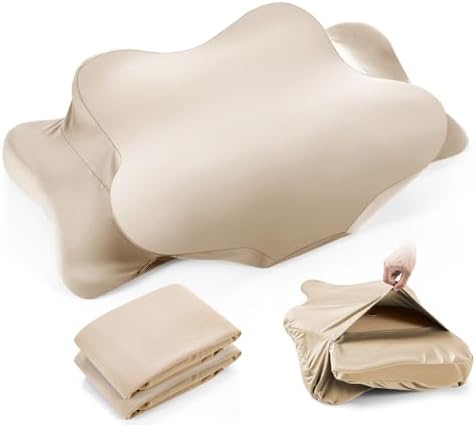 Hahafelt 2 Pcs Cooling Cervical Neck Pillowcase with Envelope Closure (Only Pillowcase) Ergonomic Pillow Case Smooth Soft Cool Case for Side Back Stomach Sleepers(Champagne,Standard Size) by Hahafelt