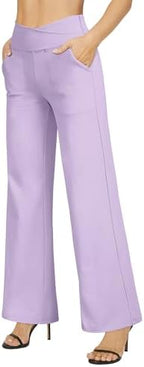 G4Free EverGoing Wide Leg Yoga Pants for Women Crossover Waist with Pockets - Image 2