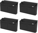 4 Pack Desk Side Hanging Organizer, Adhesive Storage Bag with Pockets for Magazine Ipad Notebook, for End Tables Home Office Desks Computer Workstations Dressing Table, Black by Joyytuu