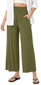 ODODOS Women's Wide Leg Palazzo Lounge Cropped Pants with Pockets Light Weight Comfy Pajama Capri Pants-20/22"/ 24" Inseam by ODODOS