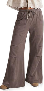 TARSE Womens Wide Leg Lounge Pant Baggy Flare Elastic Waist Sweatpants by TARSE