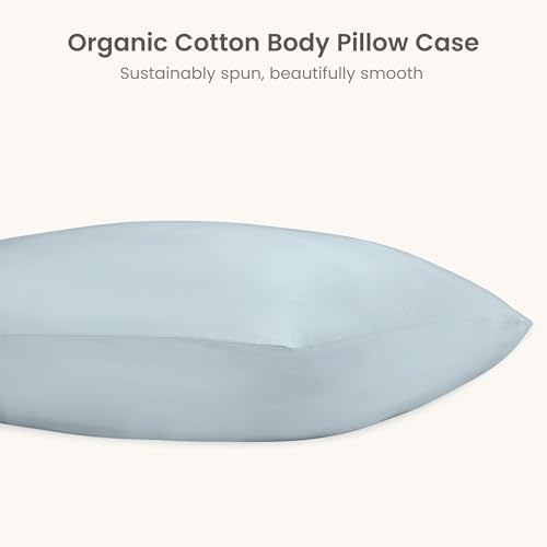 Bioweaves 100% Organic Cotton Body Pillow Cover for Body Pillowcases 300 Thread Count Soft Sateen Weave GOTS Certified with Zipped Closure - 21" x 54", Shore, Pack of 2 - Image 3