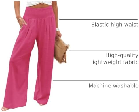 Angerella Womens Elastic High Waisted Palazzo Pants Casual Wide Leg Long Lounge Pant Trousers with Pocket - Image 4