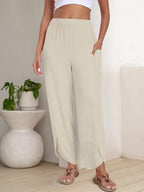 ANRABESS Womens Wide Leg Palazzo Capri Barrel Pants Cropped Trousers - Image 3