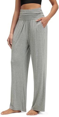 ODODOS Women's Wide Leg Palazzo Lounge Pants with Pockets Light Weight Loose Comfy Casual Pajama Pants-26/28/30"/32" Inseam by ODODOS
