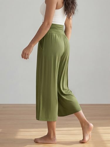 ODODOS Women's Wide Leg Palazzo Lounge Cropped Pants with Pockets Light Weight Comfy Pajama Capri Pants-20/22"/ 24" Inseam - Image 2