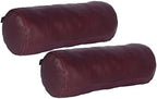 Neck Roll Pillow Cushion Cover, 24x5 Inch Full Moon Round Bolster Pillow Case, Cylinder Soft Lambskin Leather Pillowcase for Head, Spine & Neck Support During Sleep - Dark Maroon Pack of 2 by Azrahtraders