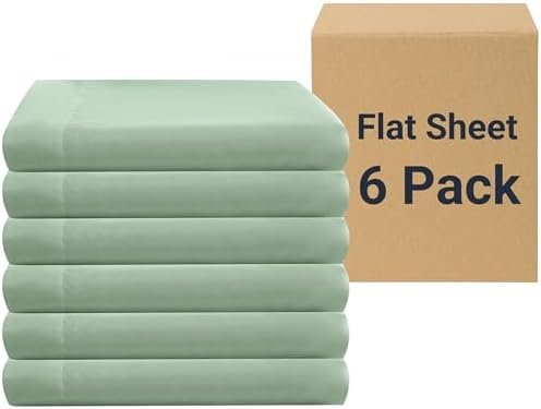 ZPECC King Flat Sheets Only Sage Green 6 Pack, Color-Coded Hem Threads by ZPECC-ABrandThatHasBeenFocusedOnBeddingFor20Years