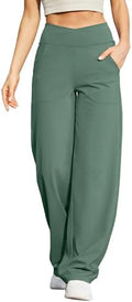 G4Free EverGoing Wide Leg Yoga Pants for Women Crossover Waist with Pockets by G4Free