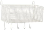 Bedside Hanging Storage Basket, Iron Shelf, Portable Hanging Organizer, Shelf for Bed, Bunk Bed, Dorm Room, White, L with Hooks - Image 6