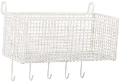 Bedside Hanging Storage Basket, Iron Shelf, Portable Hanging Organizer, Shelf for Bed, Bunk Bed, Dorm Room, White, L with Hooks - Image 6