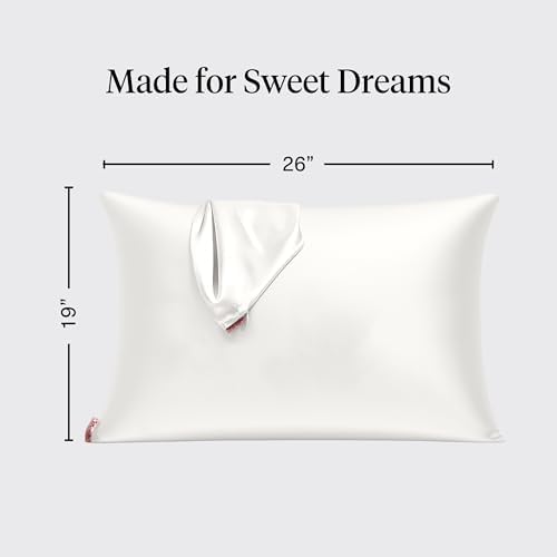 Kitsch Satin Pillowcase with Zipper - 2 pcs Standard Size, Ivory - Image 4