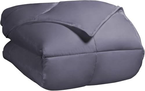 SUPERIOR All Season Down Alternative Comforter, Full/Queen, Silver by SUPERIOR
