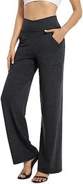 G4Free EverGoing Wide Leg Yoga Pants for Women Crossover Waist with Pockets by G4Free
