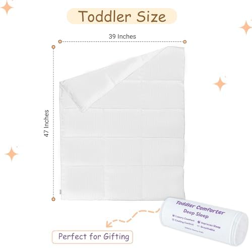 ZPECC Toddler Down Alternative Comforter, 39" x 47", White Stripe - Image 2