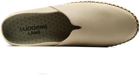 Men’s Slip-On Loafers Mules Clog Handmade Leather Slippers Hand Stitched no-Heel Casual Shoes for Men Breathable Comfortable Soft - Image 5