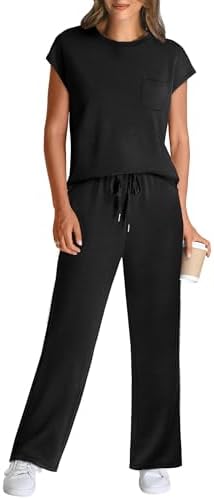 WIHOLL 2 Piece Sets for Women Casual Summer Travel Vacation Outfits Cap Sleeve Lounge Set - Image 2