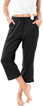 Sexy Basics Women's 100% Cotton Lounge Pants | Capri Style Pajama Sleep Bottoms | Drawstring & Pockets |Multi-Packs & Colors - Image 4