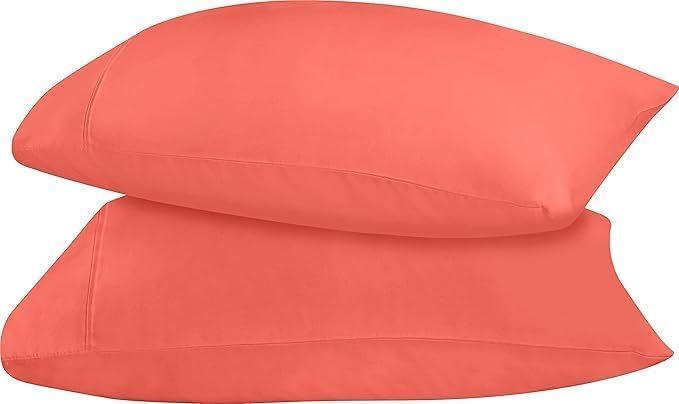 Kamas Egyptian Cotton Sateen Weave Pack of 2 Extra Large Pillowcase to Fit Your Oversized Pancake Large Huge & Gusseted Pillows (Coral, Queen Oversize - 23x34) - Image 2