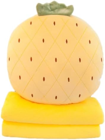 Fruit Travel Blanket and Pillow Set, 3 in 1 Plush Pillow with Warm Hands Pillow Blanket, Children's Gift Travel Airplane Train Office Nap (F) by Unknown