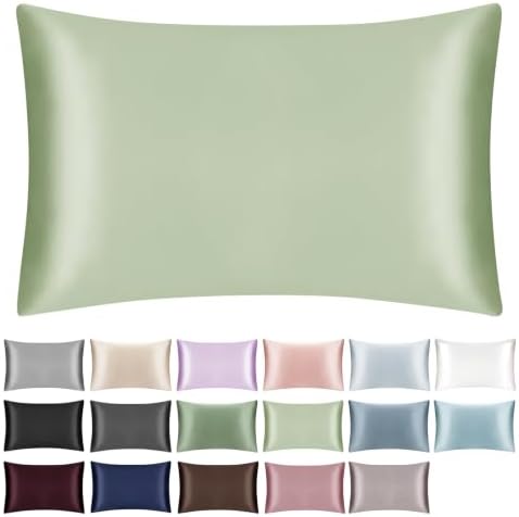 100% Mulberry Silk Toddler/Travel Pillowcase, Mint Green, 13"x18" by SILKTALE
