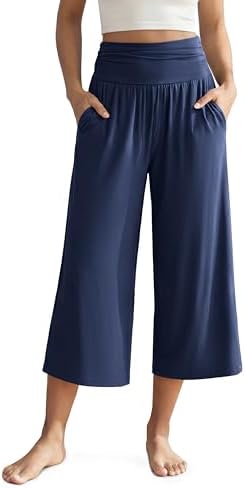 ODODOS Women's Wide Leg Palazzo Lounge Cropped Pants with Pockets Light Weight Comfy Pajama Capri Pants-20/22"/ 24" Inseam by ODODOS