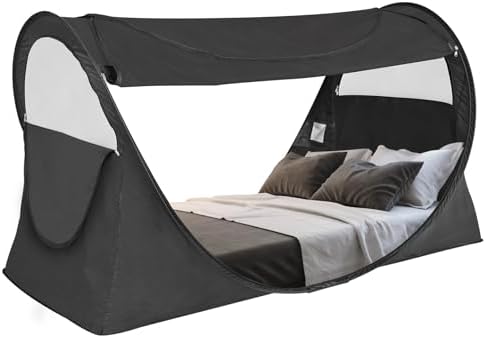 Alvantor Privacy Pop Up Bed Tent for Twin Bed, Easy Setup Blackout and Breathable Mesh Bed Canopy Lightweight Portable Sleep Pod with Carry Bag Dream Tent for Indoor Outdoor Use- Twin/Black by Alvantor