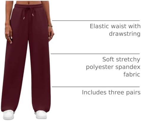 Neer 3 Pack Women's Wide Leg Sweatpants Baggy Pants with Pockets - Image 4