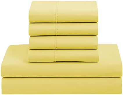 Sweet Home Collection 5 Piece Comforter Set Bag Solid Color All Season Soft Down Alternative Blanket & Luxurious Microfiber Bed Sheets, Yellow, Twin - Image 6